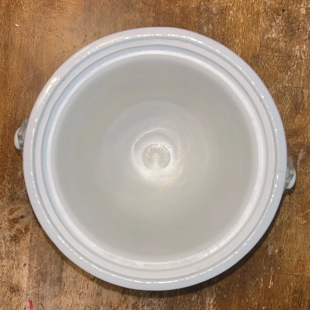 Vintage White Vinyl Ice Bucket with Lucite Handle and Lid